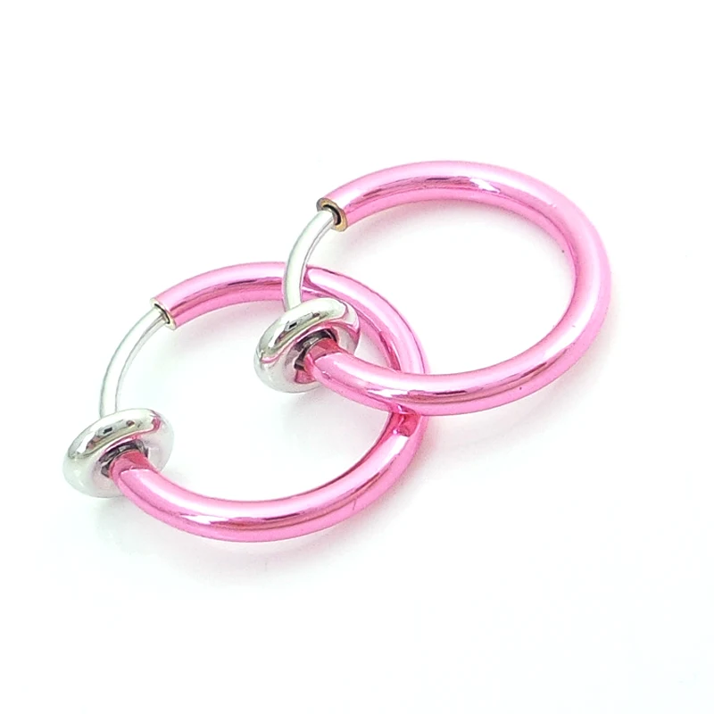 

No Holes! Fake, Non Piercing Spring Hoops Jewelry (Lip, Ears, Nose) Clip On