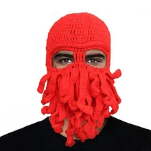 Унисекс Осьминог зимняя теплая вязаная шерстяная маска для лица шапка кальмара Щупальца шапочка