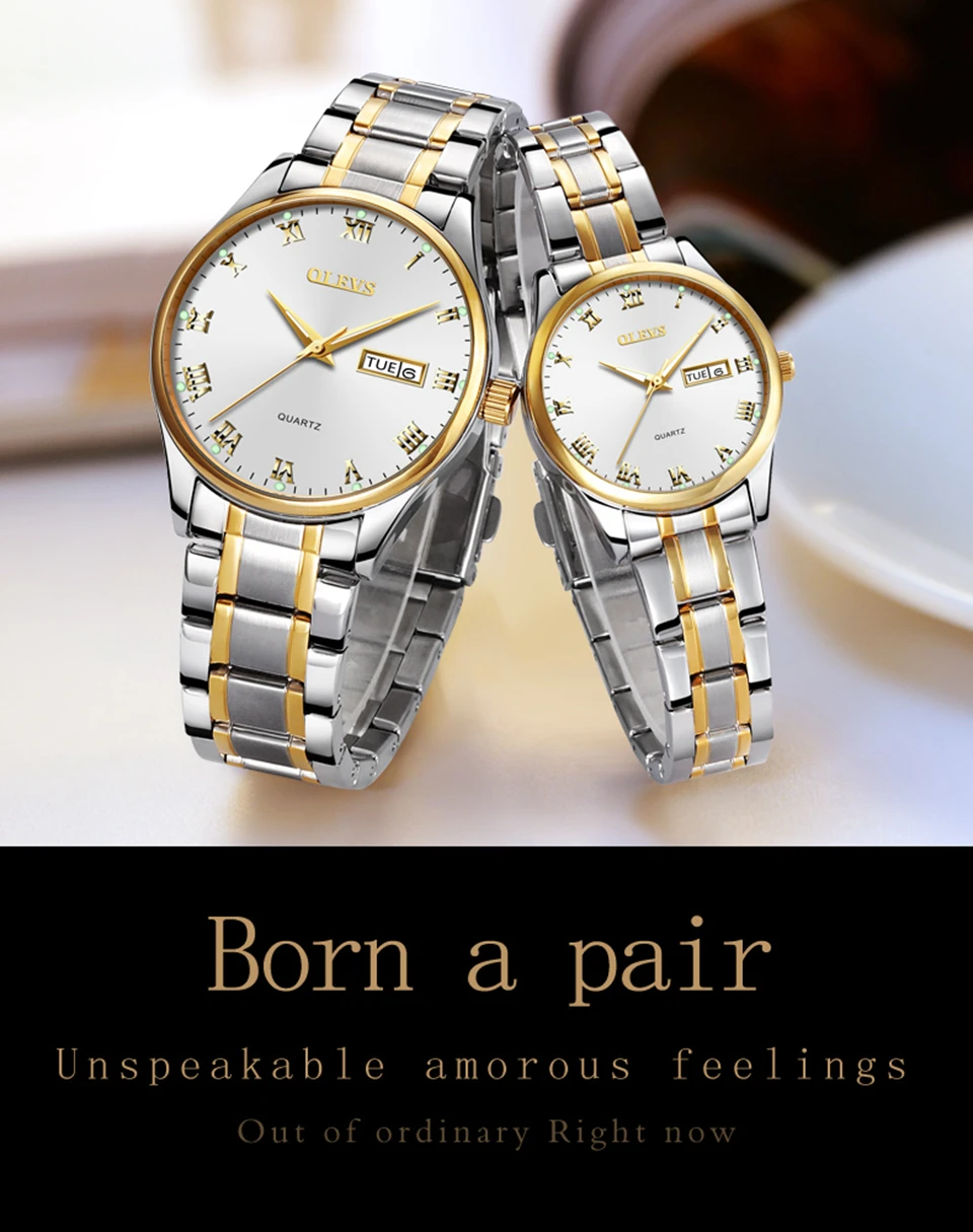 OLEVS мужские часы лучший бренд класса люкс Для женщин часы relogio feminino часы Нержавеющая сталь водонепроницаемый пару часов