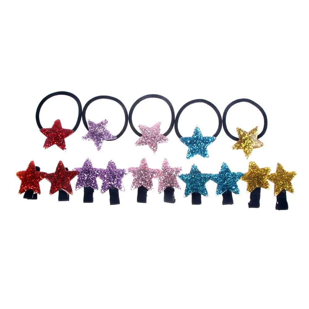 

3Pcs/set Children Headwear Acrylic Five Star Elastic Hair Band Safety Hair Clips Colorful Cute Girls Gift Kids Hair Styling Tool