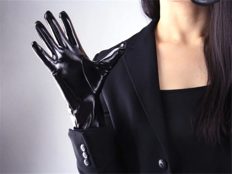 Модные женские длинные кожаные перчатки 70 см длиной выше локтя искусственная кожа Seiko без подкладки Черный TB16