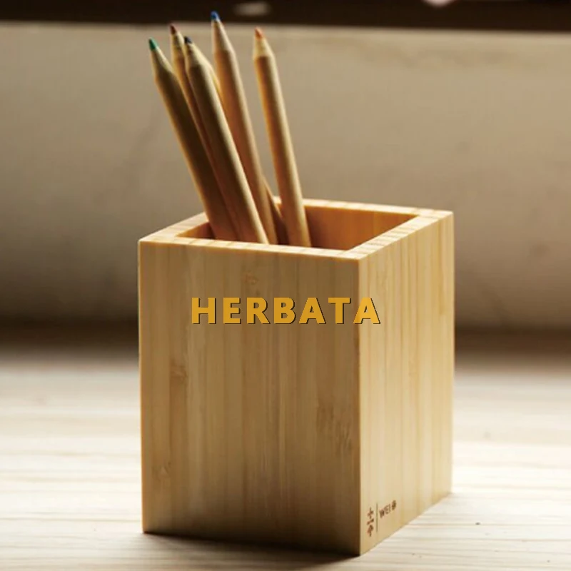  Multi-function creative Bamboo Made Desk Stationery Organizer Pen Pencil Holder Storage Box Case Sq