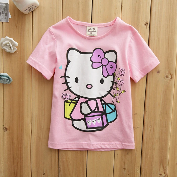 В свободном доступе! Футболка с рисунком hello kitty для маленьких девочек Детская