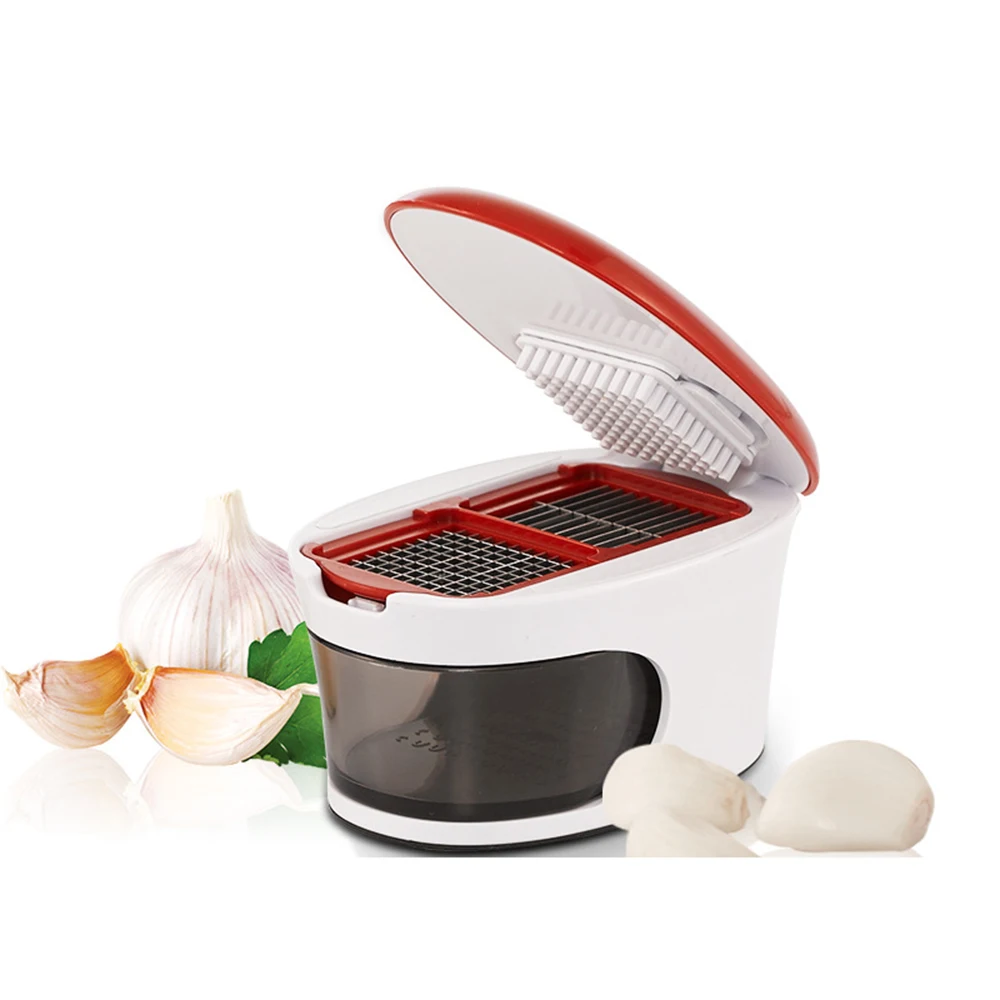 Plastic Garlic Press with Stainless Steel Blade Vegetable Cutter Slicer