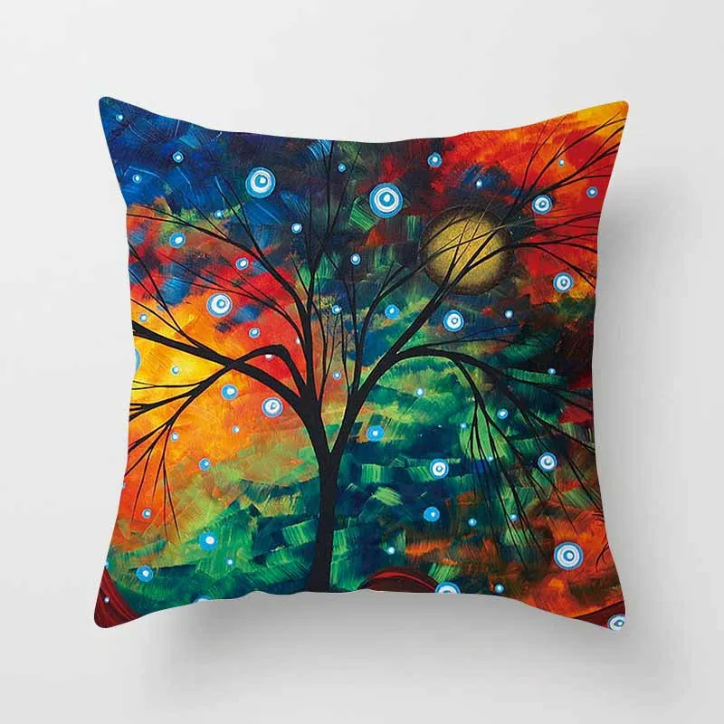 3D printed square pillow case 45*45cm Magic tree cushions pillowcase  linen waist cushion cover creative pillowcases PP40-2