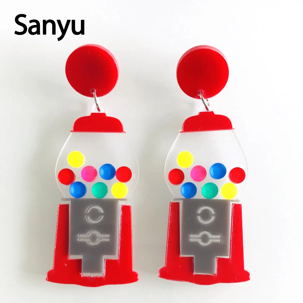 

New Creative Funny Colorful Gashapon Machine Long Tassel Acrylic Drop Earrings for Women Girls Cool Design Dangle Earrings 2019