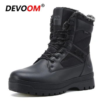 

2018 Winter Shoes Men Fashion Fur Work Shoes Outdoor Anti-Slip Snow Winter Boots Men Waterproof Black Army Boots Man Botte Homme