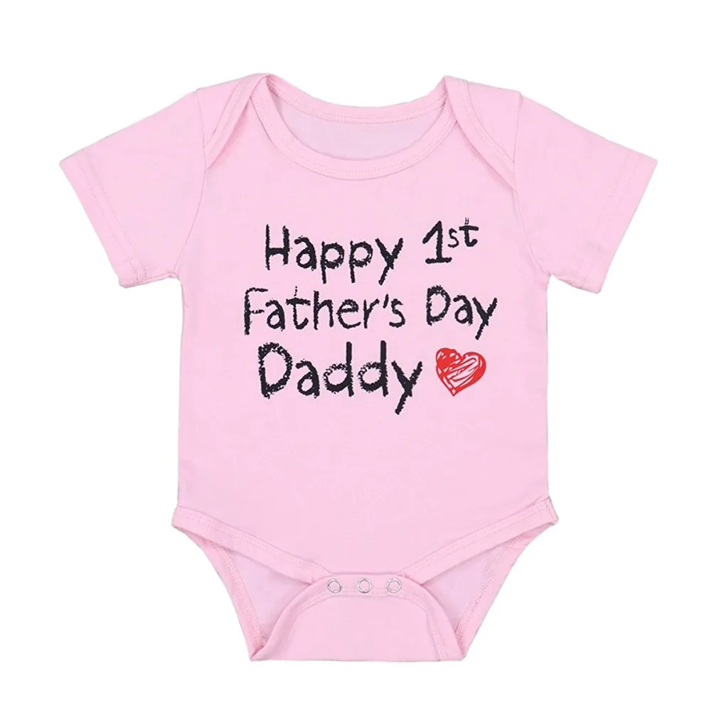 Oklady Happy First Father's Day Daddy Newborn Baby Boys Girls Clothes Letter Print Bodysuits