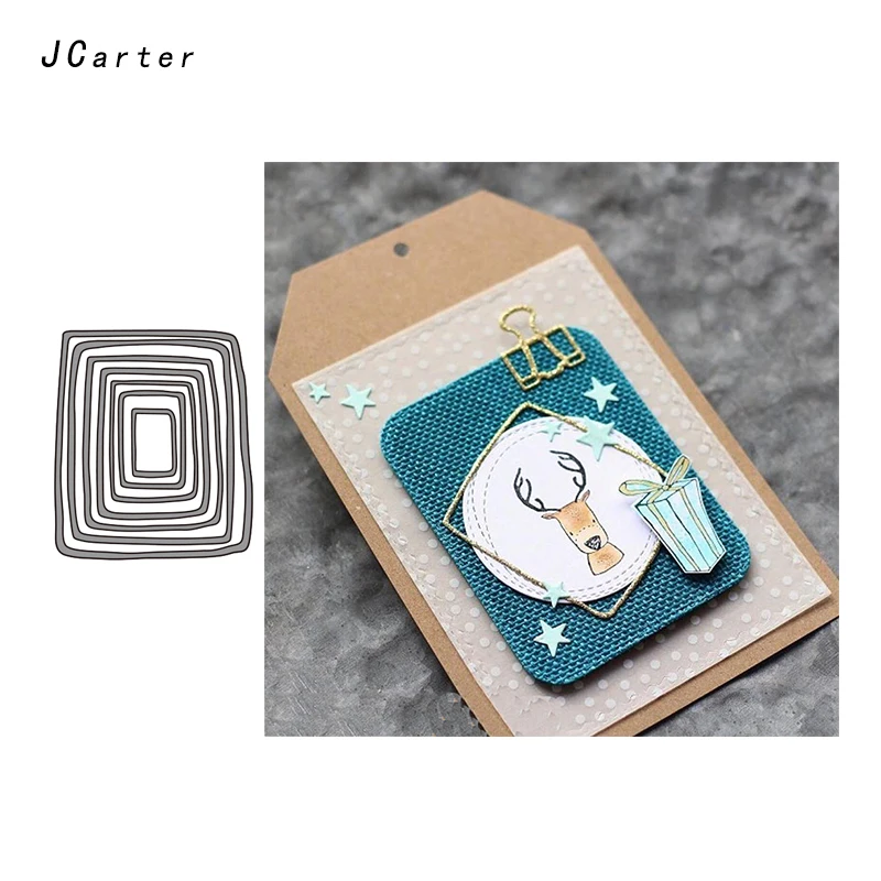 

JC Metal Cutting Dies Scrapbooking Background Rectangle Frame Cut Die Stencil Folder Paper Card Making Model Decoration Craft