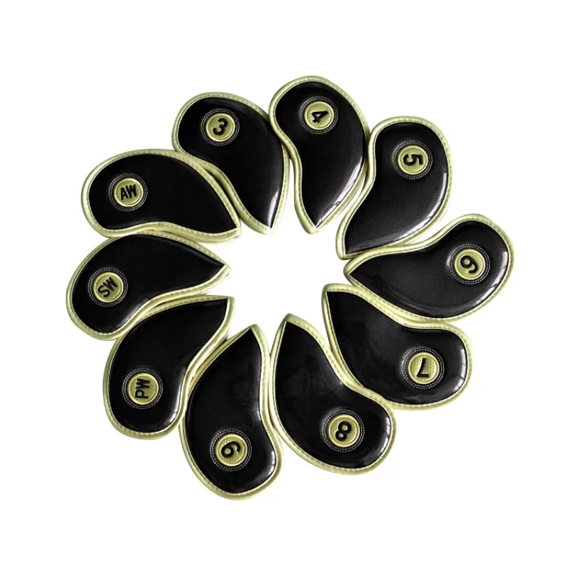 10 Pcs جولف الحديد غطاء رأس غطاء رأس مع إغلاق سميكة بو الجلود نادي رؤساء غرامة نادي الغولف غطاء