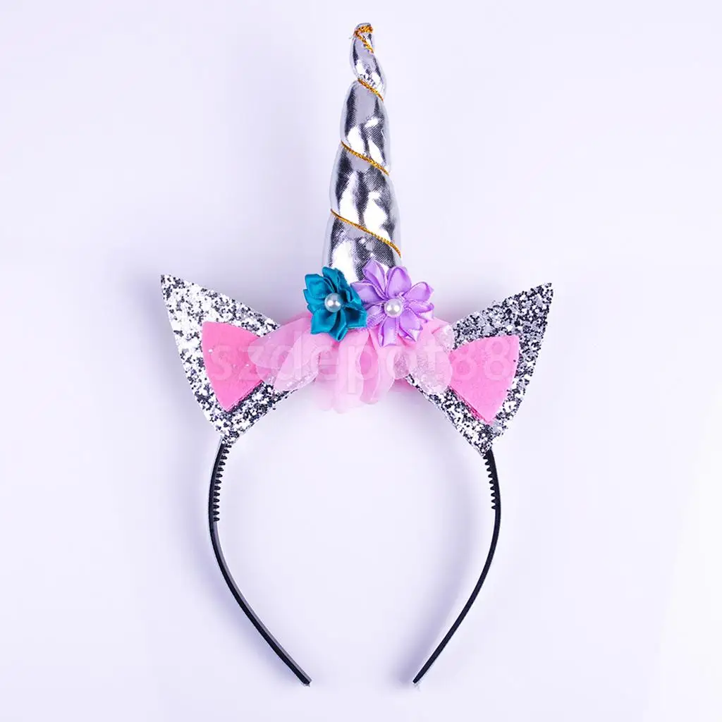 Children Kids Unicorn Horn Cat Ear Hair Hoop Xmas Birthday Party Headband Magic Decor