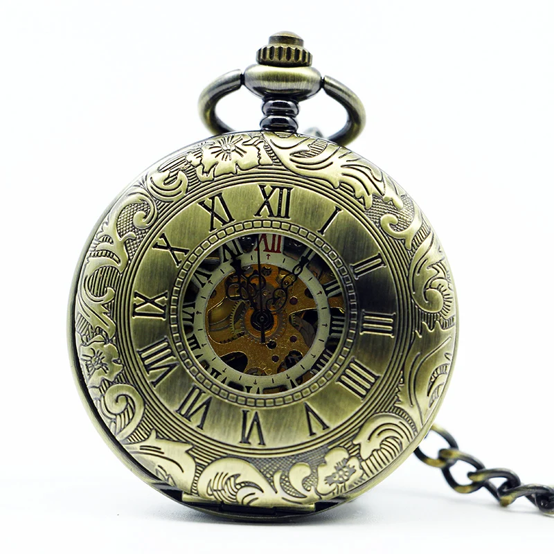 

New Antique Bronze Roma Number PocketWatch Vintage Alloy Steampunk Bronze Necklace Pendant Chain Clock Watch Gift Quartz Watch
