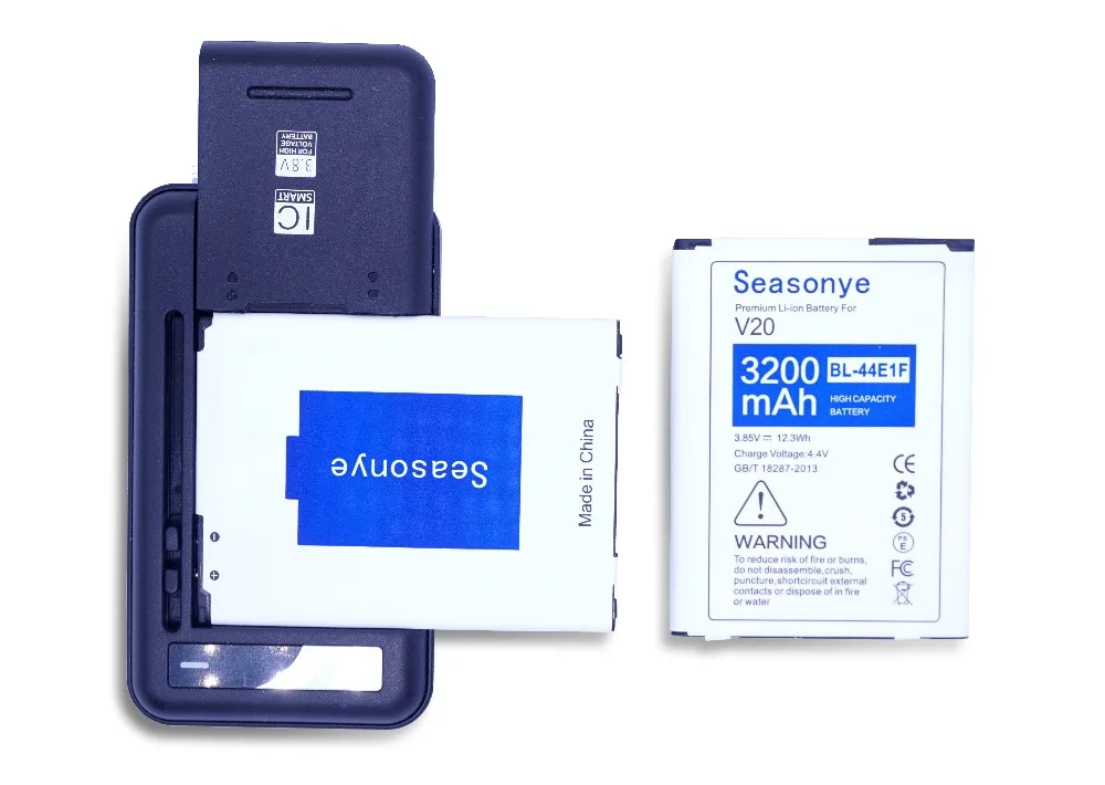 

Seasonye 2x 3200mAh / 12.3Wh BL-44E1F / BL44E1F / BL 44E1F Phone Replacement Battery + Universal Charger For LG V20 H990 F800
