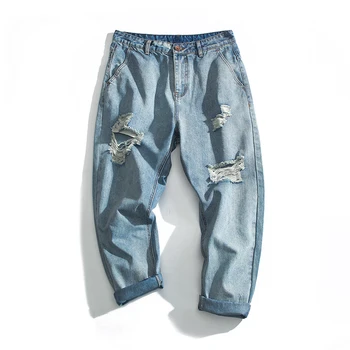 

2018 Spring And Summer New Men's Casual Business Pure Color Simple Trousers Jeans Street Denim Pants Man Hip-hop Fashion Tide