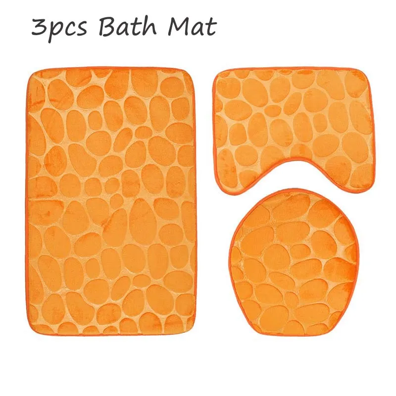 

3pcs/set Bath Mat Set Flannel Anti-Slip Kitchen Rugs Bathroom Carpet U Shape Rug Toilet Cover Mat Washable Carpets Doormat