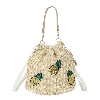 

2019 New Round Women Lady Handmade Knitted Woven Rattan Bags Straw Messenger Beach Bag Girl National Handbags