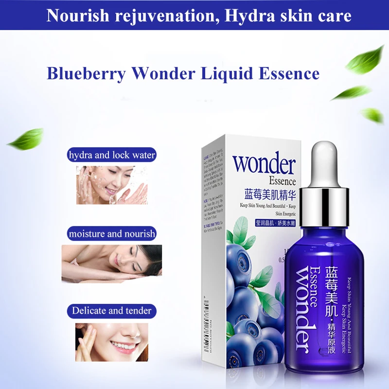 Blueberry Brighting Skin Face Essence Serum Anti Wrinkle Face Serum Shrink Pores Anti-Aging Moisturizing Face Care Liquid 3