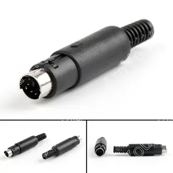 

Areyourshop Sale 4Pcs 6Pin Mini-DIN Male Plug Socket Connector Plastic Handle Adapter For Audio