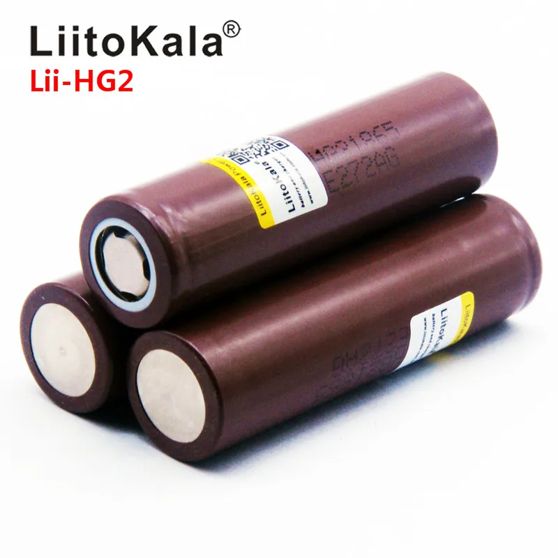 LiitoKala HG2 18650 аккумулятор 3000 мАч перезаряжаемые батареи мощность высокого разряда, 30A большой ток