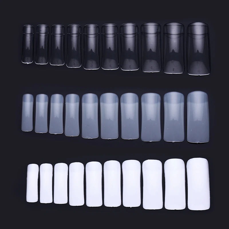Ультратонкие накладные ногти 100 шт, полупокрытие 10 разных размеров, прозрачные цветные u-образные инструменты для ногтей, палитры для маникюра
