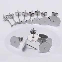 100pcs Stainless Steel Earring Stud Base Fit 3 4 5 6 8 mm Cabochon Cameo Base Pins Settings For Jewelry Making DIY Earrings 100pcs Stainless Steel Earring Stud Base Fit 3 4 5 6 8 mm Cabochon Cameo Base Pins Settings For Jewelry Making DIY Earrings
