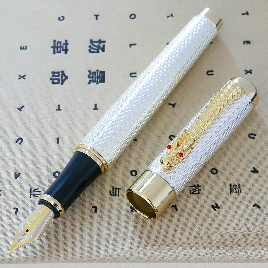 

Jinhao 1200 Metal Dragon Fountain Pen Luxury 18KGP Iraurita 0.5MM Nib Calligraphy Ink Pens for Writing