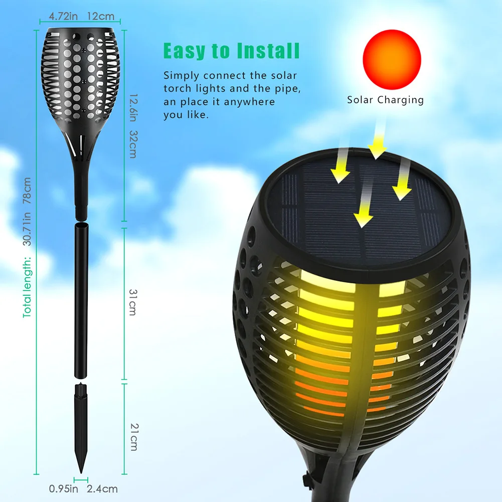 Lâmpada de Chama Iluminação da Tocha Ip65 à Prova Luz do Gramado Solar Cintilação Dwaterproof Água Jardim Decoração Paisagem Lâmpada Caminho Luz Spotlight Led Mod. 130192 22 Lâmpadas solares