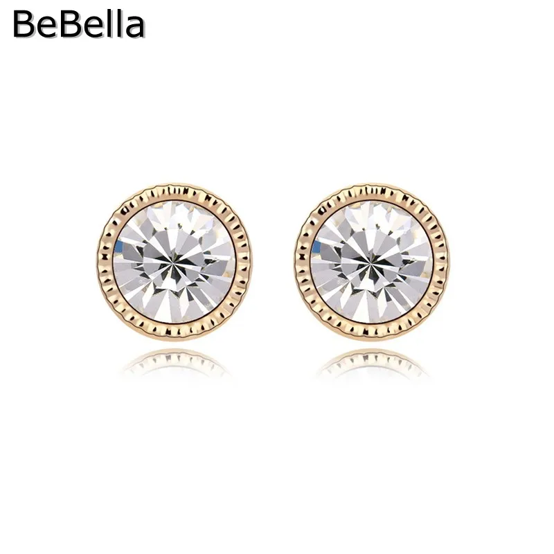 

BeBella 0.8cm round crystal rhinestone stud earrings for women girls girlfriend Christmas fashion jewelry Christmas gift 2018