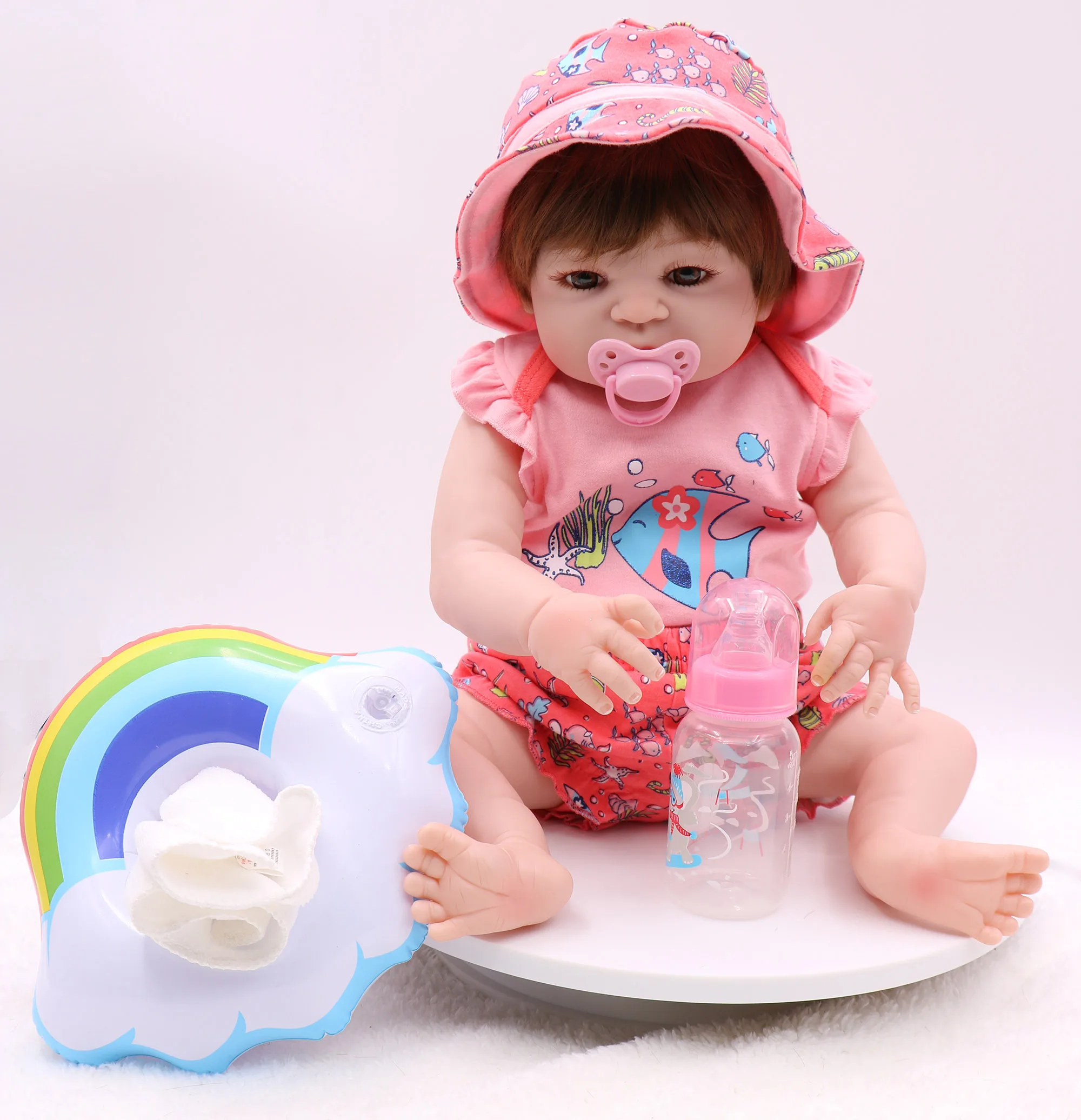 New Arrival 22 Inch Full Body Silicone Reborn Baby Girl Doll Babies Bebe Bathe Accompanying Toy Birthday Gift Brinquedos Juguete