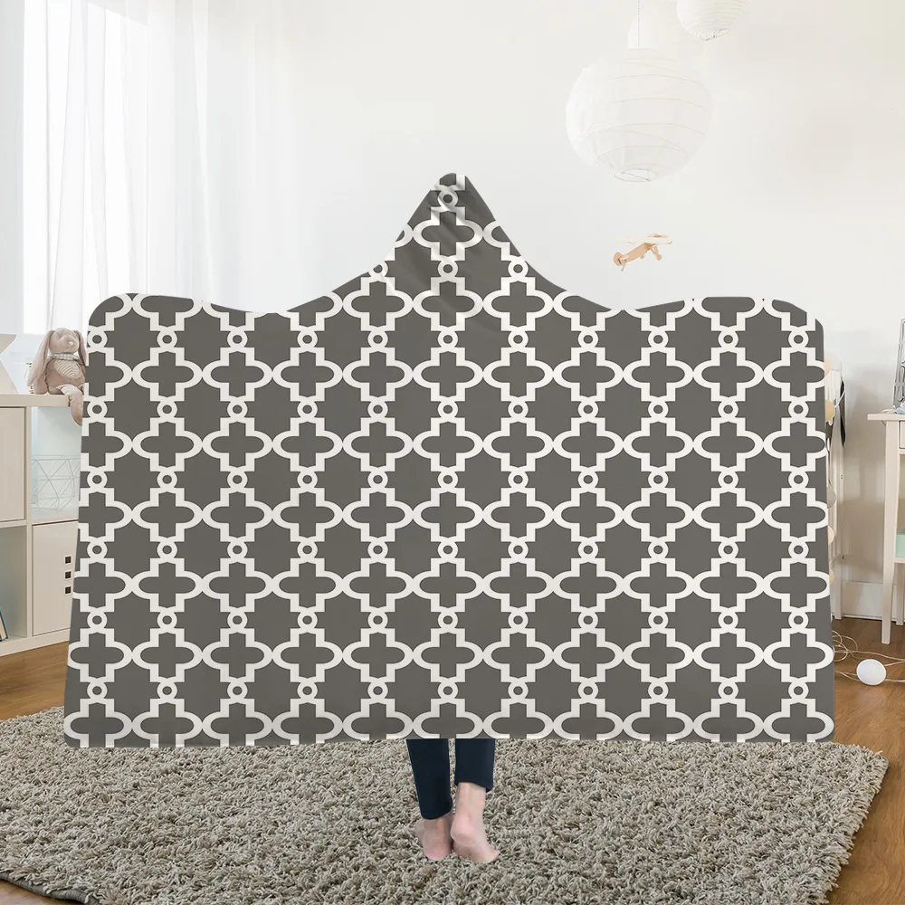 

Yoga mat Hooded Blanket Cloak Magic Hat Blanket Thick Double-layer Plush 3D Digital Printing Geometry Series