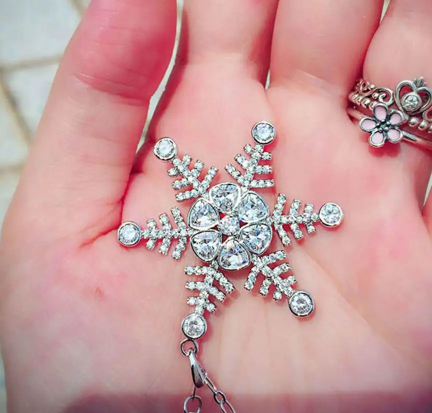 Женская цепочка с кулоном в виде снежинки фианитом|chain necklace|fashion necklacenecklace a |