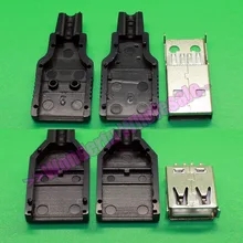 20 наборов USB 2.0 Тип разъёма B мать + Тип Мужской USB 4 Булавки разъем пайки с черный пластик крышка