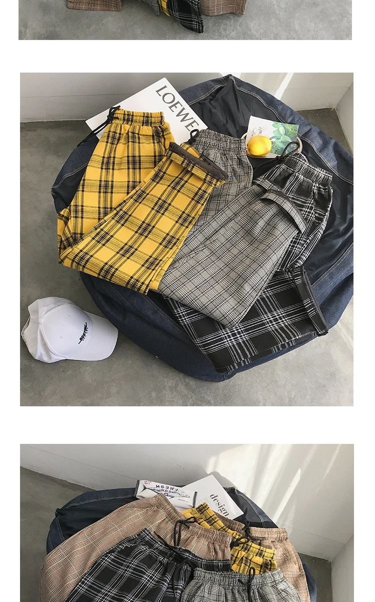 Lappster mulheres streetwear calças xadrez 2020 harajuku