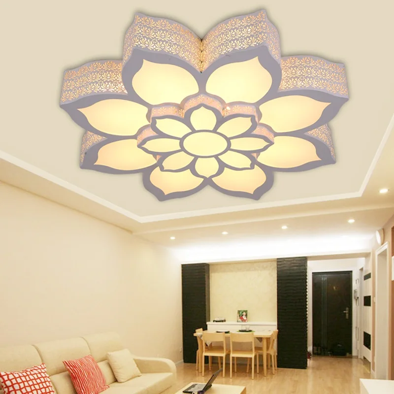 Us 100 11 29 Off Fancy Iron Romantic Individuality Living Room Light Led Ceiling Lamp Bedroom Study Lotus Lantern Ceiling Lights Ac110 240v In