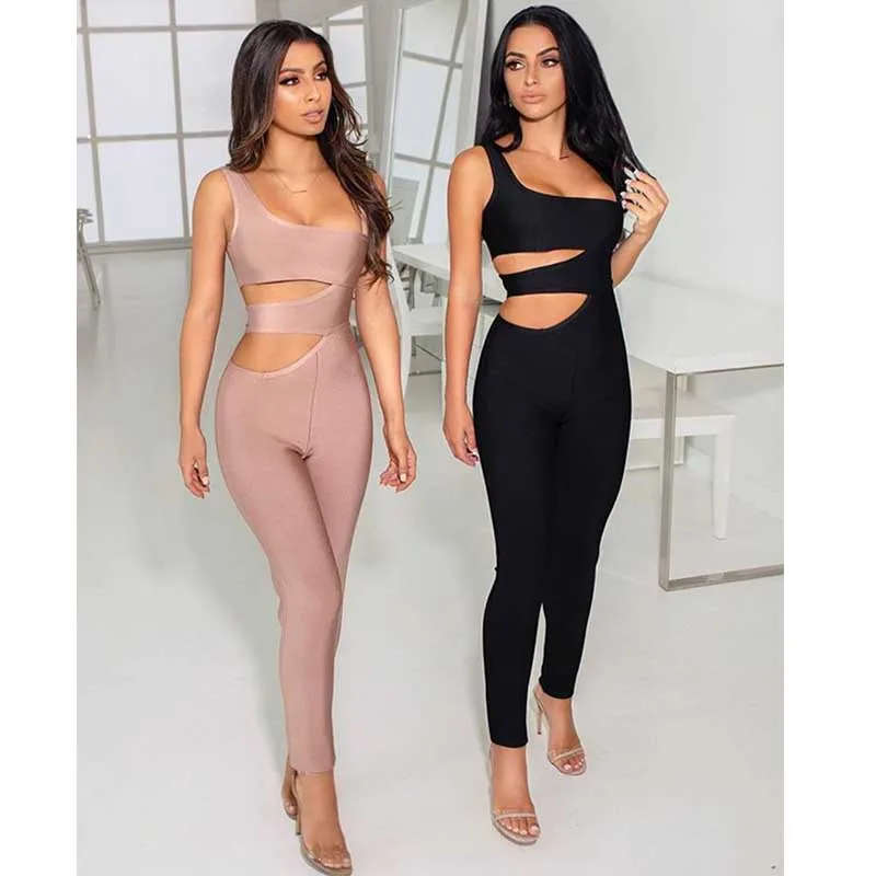 Celebrity kaki Ngiht Sangle Combinaisons Mode rouge Moulante Club Évider Noir Wholsale Femmes Bandage Sexy Élégant Xxnw4OrxAq