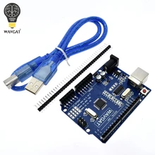 WAVGAT высокое качество один набор UNO R3(CH340G) MEGA328P для Arduino UNO R3+ USB кабель ATMEGA328P-AU макетная плата