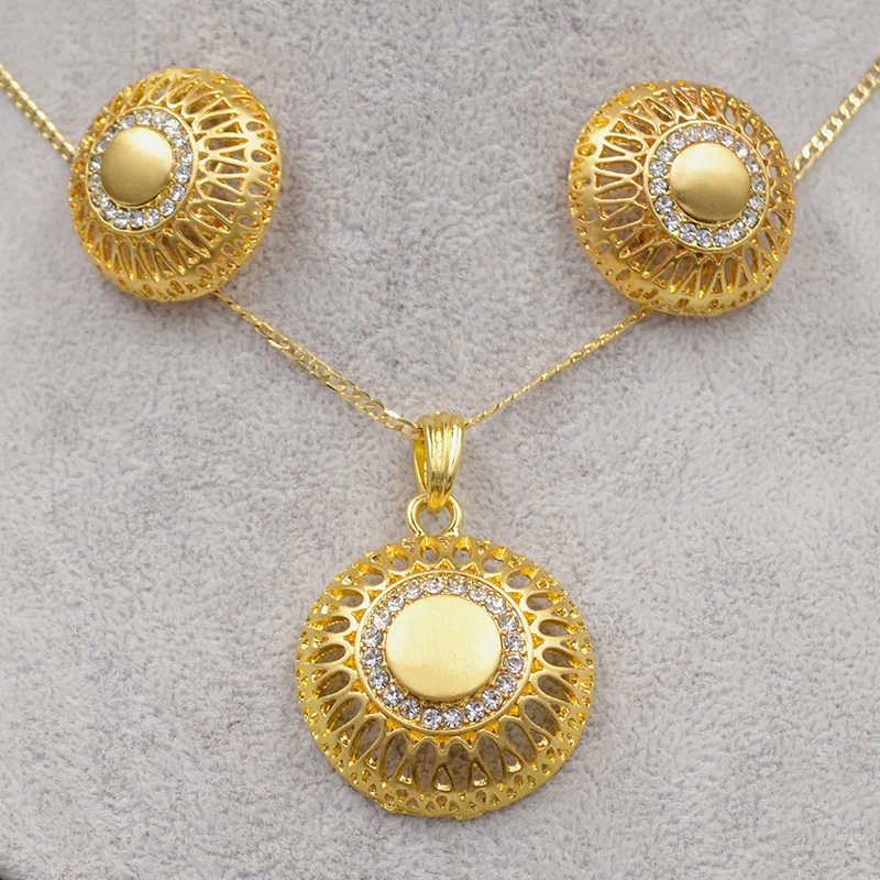 Sunny Jewelry Maxi Дубай ювелирные наборы для женщин колье серьги кулон сплав Циркон