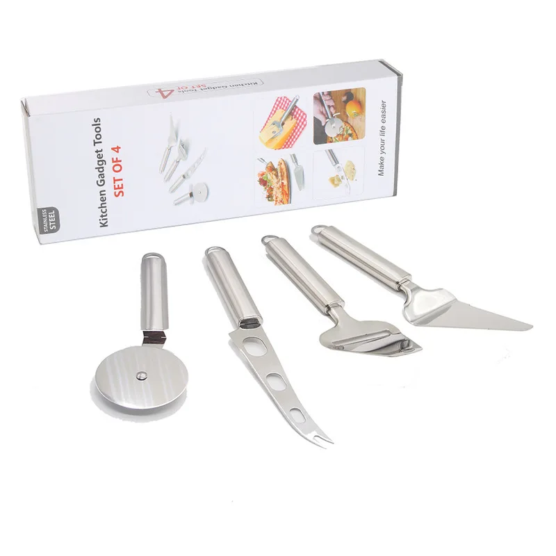 

4pcs/set Stainless Steel Cheese Pizza Knife Pizza Cake Cheese Spatula Cutter Slicers Knives Set Kitchen Cooking Tools Gadgets