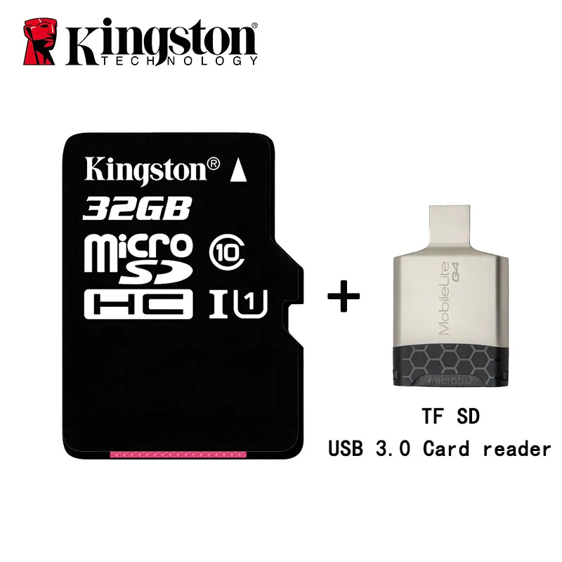 Kingston Micro SD карта класс 10 карта памяти 32 Гб MicroSDHC UHS-I TF карта microsd с USB 3,0 кард-ридер SD адаптер