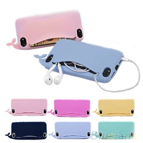 New design phone bag handbag Kawaii Big Mouth Whale Rubber Soft Case Cover case for Apple iPhone 4/ 4S/ 5/ 5S 0HJT |