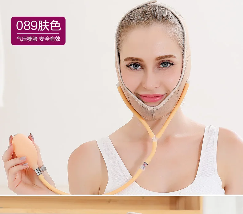 Inflatable Face Lifting Slimming Tight Band Mask Belt Airbag Facial Bandage Natural V Shaped Cheek Double Chin Beauty Care Tool - Цвет: Белый