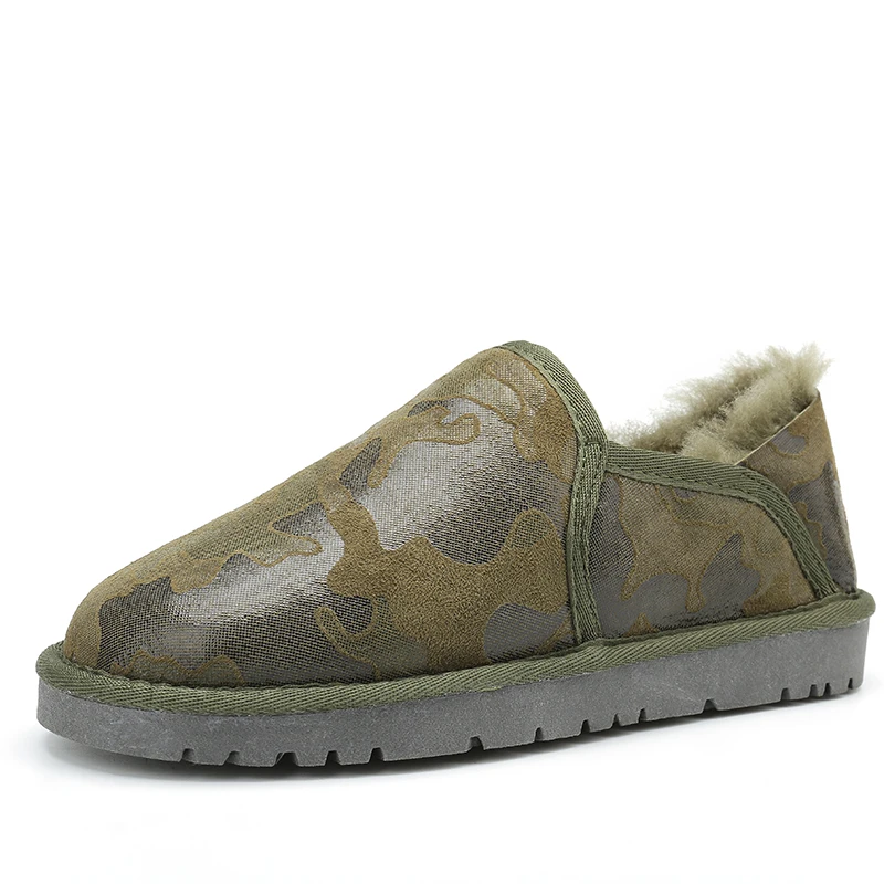 SWYIVY 45 Plus Size Natrual Wool Snow Boots Women Winter 2018 Low Cut Genuine Leather Female Warm Snowboots Shoes Slip On Couple