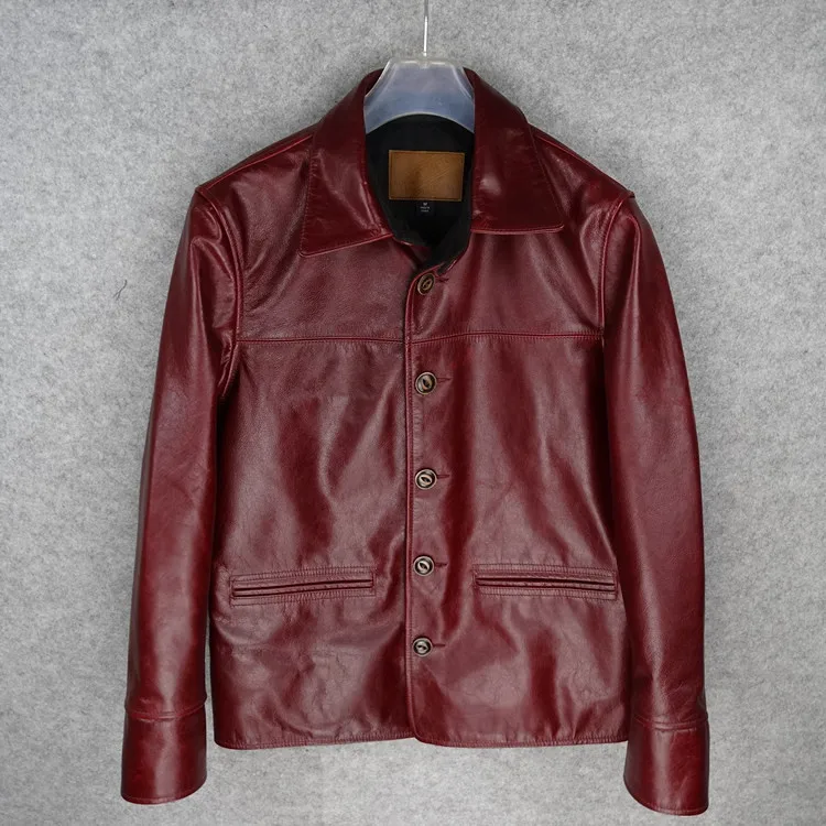 Free shipping.Brand classic brakeman horseskin leather coat,mens genuine leather Jackets,quality leather jacket.sales.slim men's genuine leather coats & jackets with hood