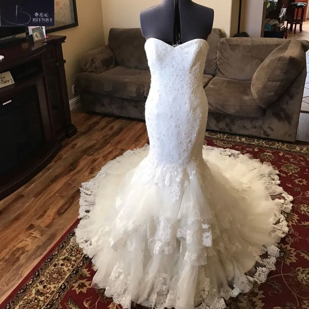 BRITNRY Elegant Robe De Mariee Mermaid Wedding Dresses Sweetheart Court Train Lace Beaded Vintage Wedding Dress Plus Size BRITNRY Elegant Robe De Mariee Mermaid Wedding Dresses Sweetheart Court Train Lace Beaded Vintage Wedding Dress Plus Size