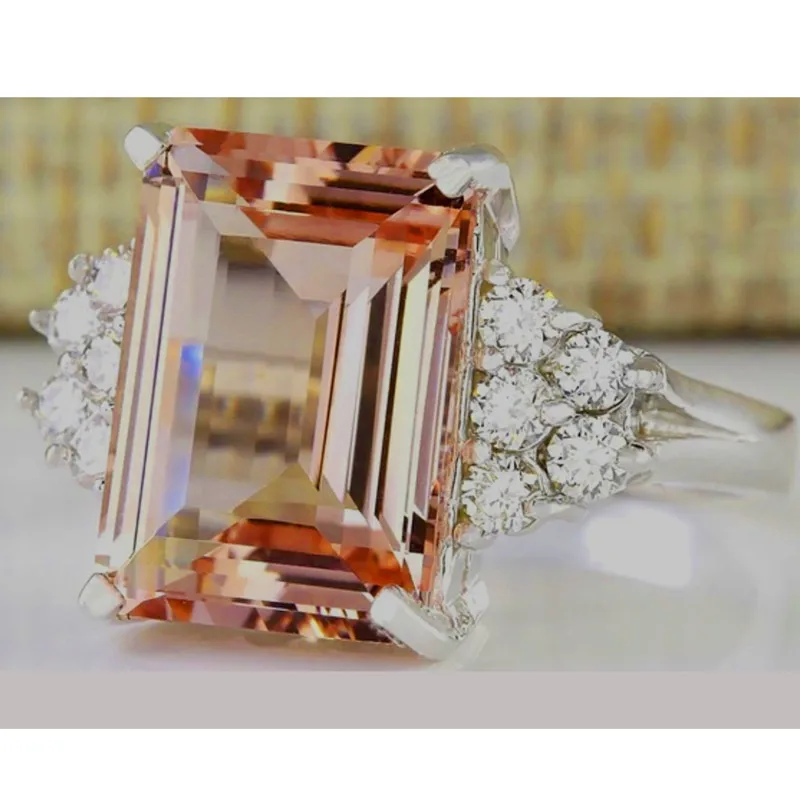 Новое женское элегантное кольцо с большим кристаллом из горного хрусталя, Свадебные обручальные кольца, ювелирные изделия