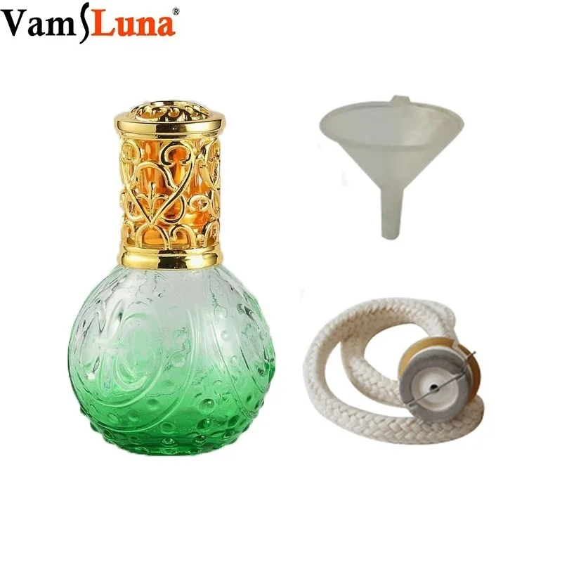 100 мл ароматические эфирные масла лампа стеклянная бутылка с каталитическим благовоний сжигание фитиль и фунель для ароматизации-Арома Рид диффузный - Цвет: Зеленый