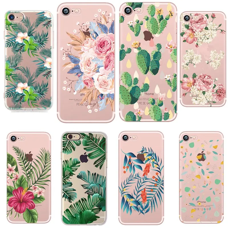 Мягкий ТПУ лист чехол для iPhone 7 Plus 6 цветок девчачье 5S X 8 Funda Coque |