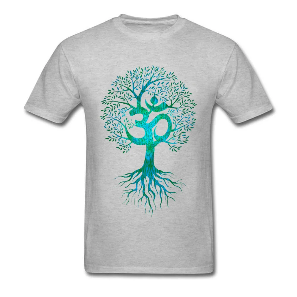 Мужская футболка Om Tree Of Life, черная футболка, европейские топы, футболки, хлопковая ткань, облегающая одежда на День Благодарения, подарок на день рождения - Цвет: Серый