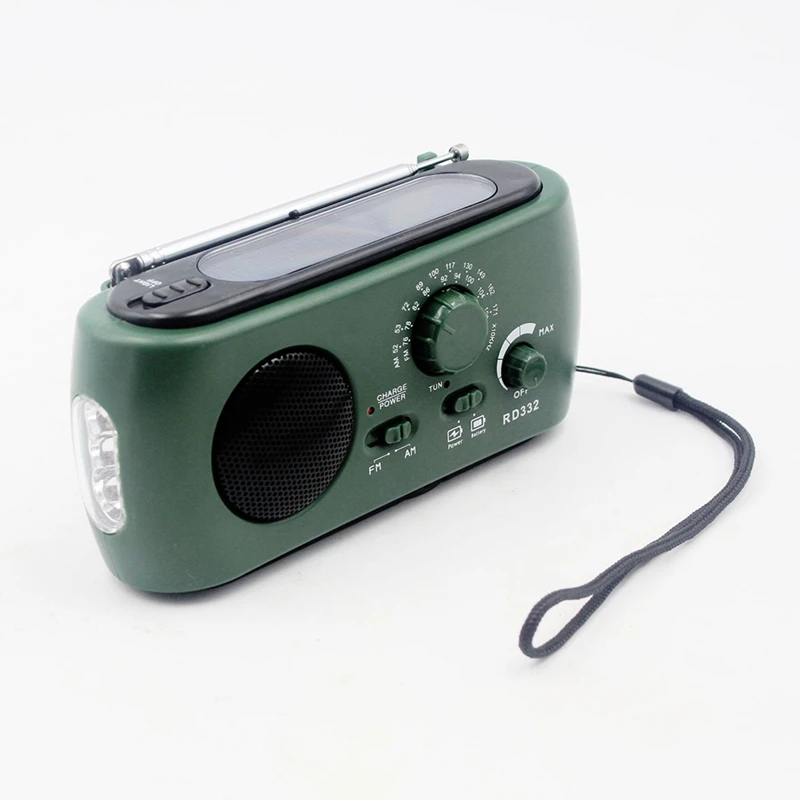 Радиоприемник Многофункциональный Am/Fm солнечное динамо радио Мощный ручной генератор Зарядное устройство зеленый