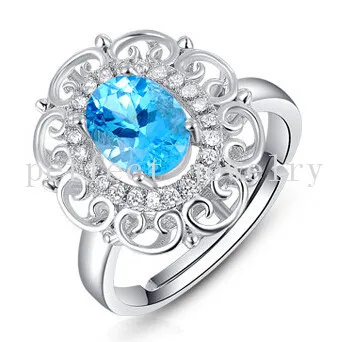 ring topaz finger sterling natural shipping silver real blue